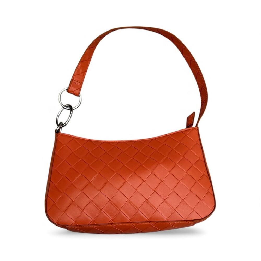 Bold Orange Woven Handbag Statement Shoulder Purs… - image 1
